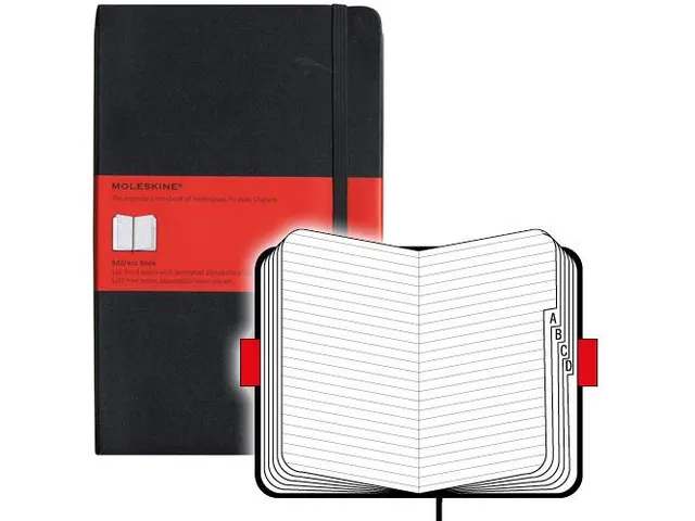 Adresboek Moleskine Large 130x210mm hard cover lijn zwart