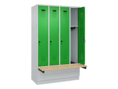 locker met bank,HxBxD 1950x1200x815mm,4vak,vak B 300mm,draaigrendel
