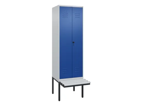 PBM-locker met bank,HxBxD 2120x600x815mm,2vak,vak B 300mm,draaigrendel