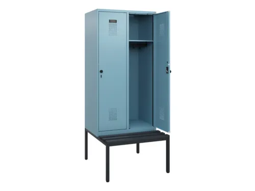 locker met bank,HxBxD 1950x800x815mm,2vak,vak B 400mm,draaigrendel