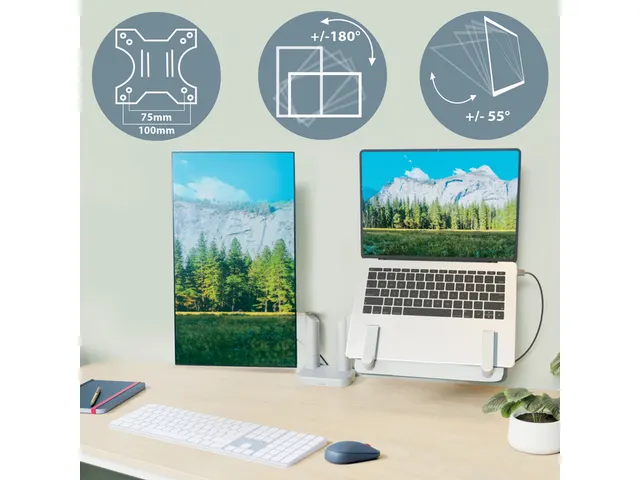 Bras double écran et ordinateur portable Leitz Ergo Gris