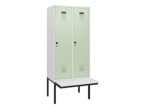 locker met bank,HxBxD 1950x800x815mm,2vak,vak B 400mm,draaigrendel