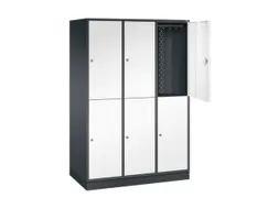 Dubbeldekse garderobekast,HxBxD 1950x1220x600mm,3x2vak.,vak B 360mm