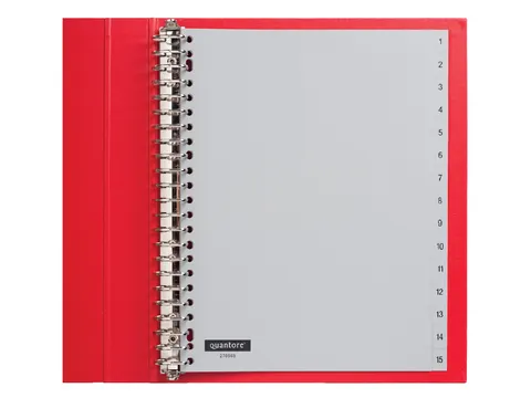 Tabbladen Quantore A4 23-gaats 1-15 genummerd grijs PP