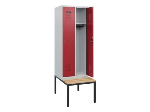 locker met bank,HxBxD 1950x600x815mm,2vak,vak B 300mm,cilinderslot