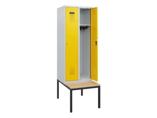 locker met bank,HxBxD 1950x600x815mm,2vak,vak B 300mm,cilinderslot