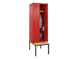 locker met bank,HxBxD 2120x600x815mm,2vak,vak B 300mm,draaigrendel