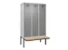 locker met bank,voor scheiding van kleding,HxBxD 2120x1200x815mm,3vak