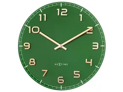Wandklok Nextime dia 40cm Groen glas/Aluminium Classy Medium