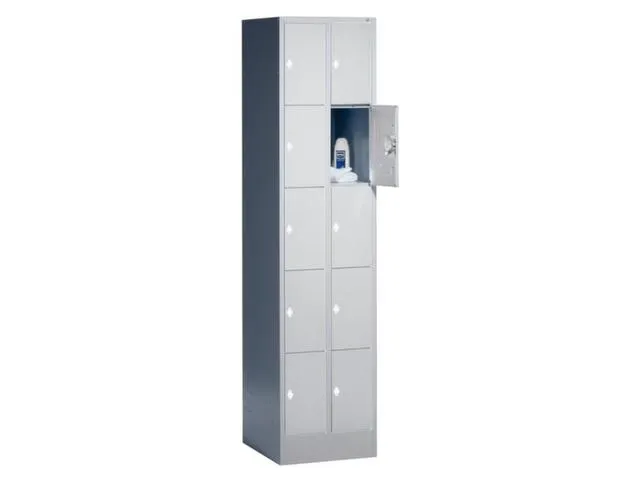 lockerkast,HxBxD 1950x460x480mm,2x5vakken,romp RAL7021,front RAL7021