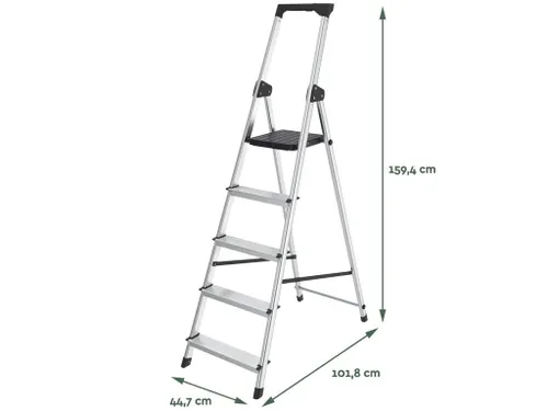 Huishoudtrap aluminium SL500 Zilver 5 Treden