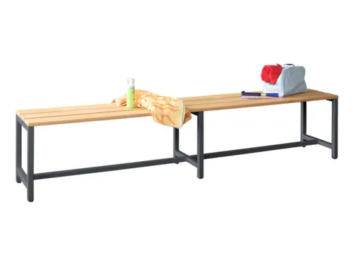 omkleedbank,LxD 2000x370mm,houten lijst beuken,onderstel RAL7016