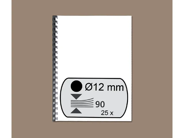 Bindrug Fellowes 12mm 21-rings A4 zwart 25stuks