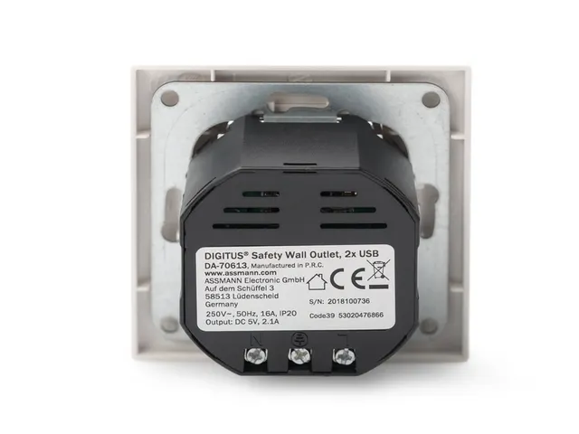 Veiligheidsstopcontact voor inbouwmontage met 2 USB-poorten