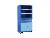combikast HxBxD 2100x805x695mm 4xbodem 2laden Key lock blauw grijs