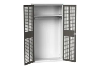 Lockerkast 2000x1050x550mm 1 vak, dubbele ventilatiedeur, RAL7016 - 1