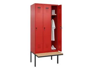 locker met bank,HxBxD 2120x900x815mm,3vak,vak B 300mm,draaigrendel - 1