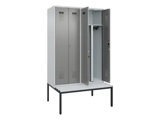 PBM-locker met bank,HxBxD 2120x1200x815mm,4vak,vak B 300mm - 1