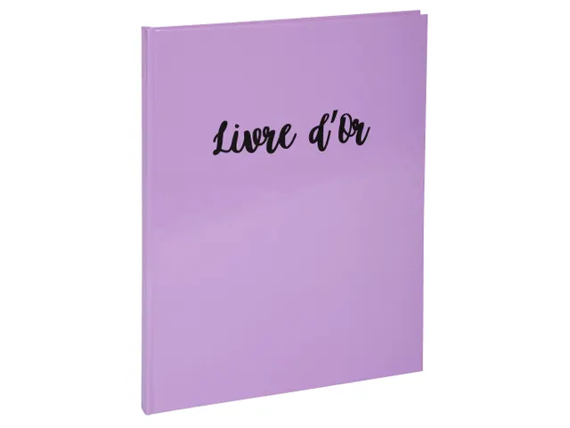 Gastenboek 100p goud 27x22 AQUAREL lila