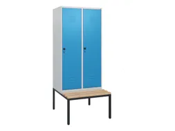 locker met bank,HxBxD 1950x800x815mm,2vak,vak B 400mm,draaigrendel