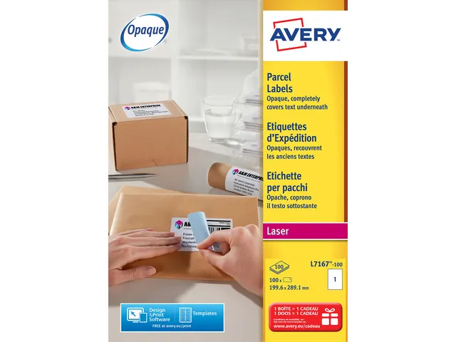 Verzendetiket Avery QuickPeel/Ultragrip 199,6x289,1mm 100 vel 1 etiket