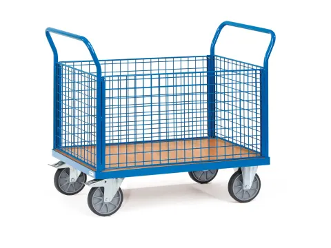 Vierwandwagens 1550 Draadgaas 500kg 850x500mm Ral5007 Houten Plaat