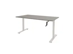 Slinger Bureau Zit-sta Wit Poot 160x80cm Blad Licht Grijs