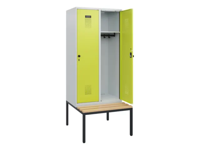 locker met bank,HxBxD 1950x800x815mm,2vak,vak B 400mm,draaigrendel