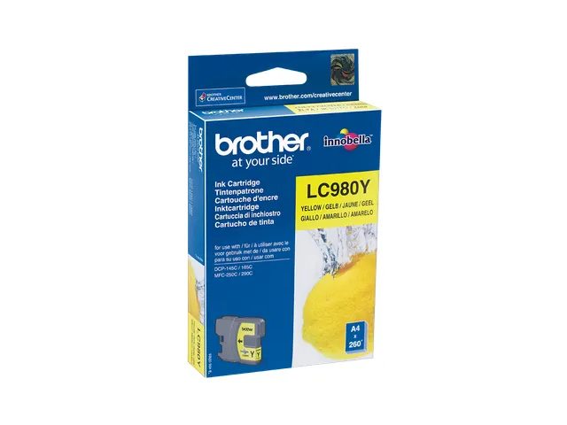 Cartouche d’encre jaune LC980Y Brother. Pack individuel. Imprime jus