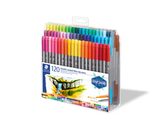 Kleurstift Staedtler 3200 dubbele punt viltstift etui 120 kleuren