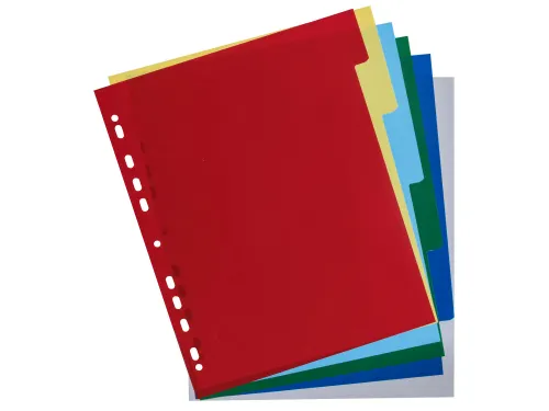 Tabbladen PP soepel A4+ 6 tabs ass
