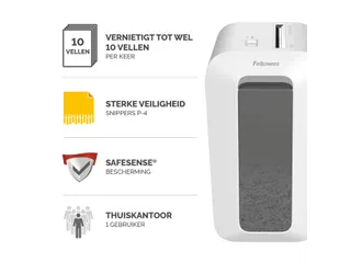 Papiervernietiger Fellowes LX65 4x40mm wit - 10