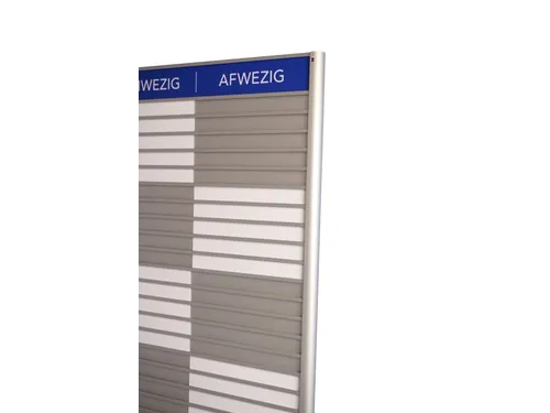 Menoor In-Uit bord 45 namen Aluminium Aanwezig/Afwezig Blauw