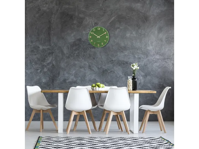 Wandklok Nextime dia 40cm Groen glas/Aluminium Classy Medium