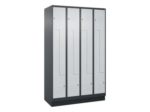 Z-garderobekast,HxBxD 1950x1200x500mm,vak B 150/300mm,cil.-slot,sokkel