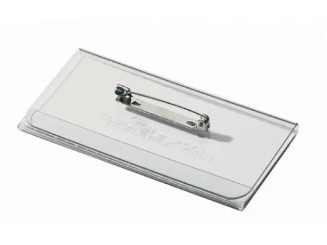 Badge Durable 8001 met speld en klemrand 40x75mm