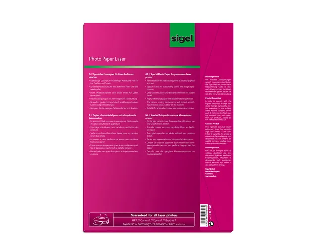 Fotopapier Sigel Kleurenlaser A4 Hoogwit Glans 135 Gram
