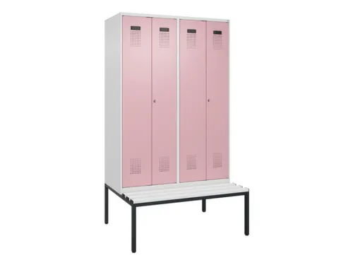 locker met bank,voor scheiding van kleding,HxBxD 2120x1200x815mm,4vak