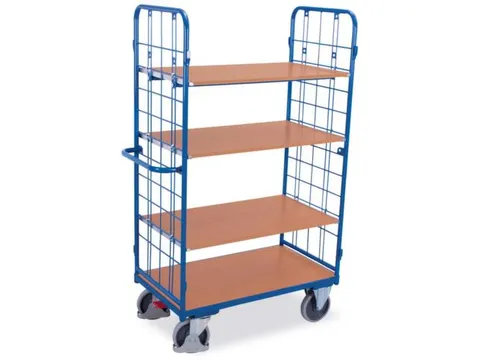 Etagewagen 500kg 1200x800mm H 1820mm 2 Wanden Draadgaas 4 Etages