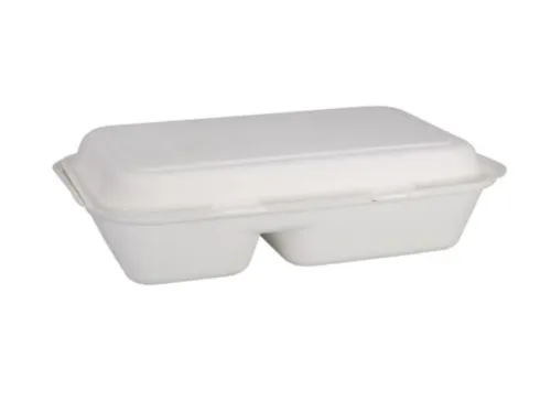 Menubak 2-vaks 1000ml 25x16x6cm Suikerrietpulp 50 Stuks