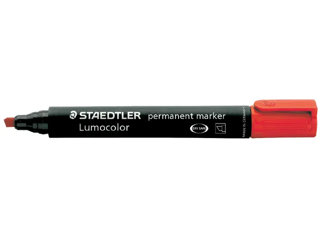 Viltstift Staedtler Lumocolor 350 permanent beitelpunt 2-5mm rood