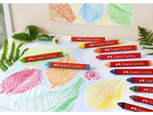 Waskrijt Faber-Castell driehoekig assorti set à 12 stuks