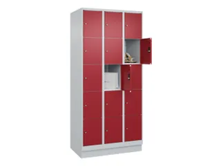 lockerkast,HxBxD 1950x900x500mm,3x5vakken,vak B 300mm,cil.-slot,sokkel - 1