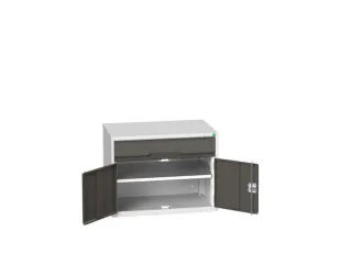 ladekast HxBxD 600x800x550mm 1lade 2deuren RAL7035 front RAL7016 - 1