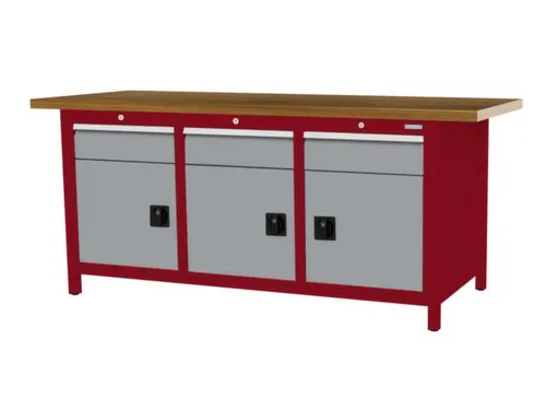 werkbank,HxBxD 860x2000x750mm,onderstel RAL3003,fronten RAL7040