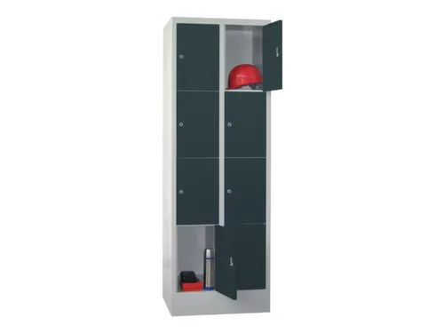 lockerkast,HxBxD 1850x600x500mm,2x4vakken,RAL7035,front RAL7016
