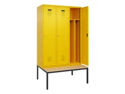 locker met bank,voor scheiding van kleding,HxBxD 2120x1200x815mm,3vak