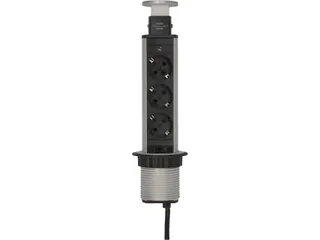 Stekkerdoos Brennenstuhl toren 3 voudig 2 meter zwart/zilver - 1