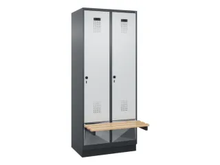 locker met bank,HxBxD 1950x800x815mm,2vak,vak B 400mm,draaigrendel - 2