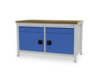 werkbank,HxBxD 860x1500x750mm,onderstel RAL9005,fronten RAL3003 - 1